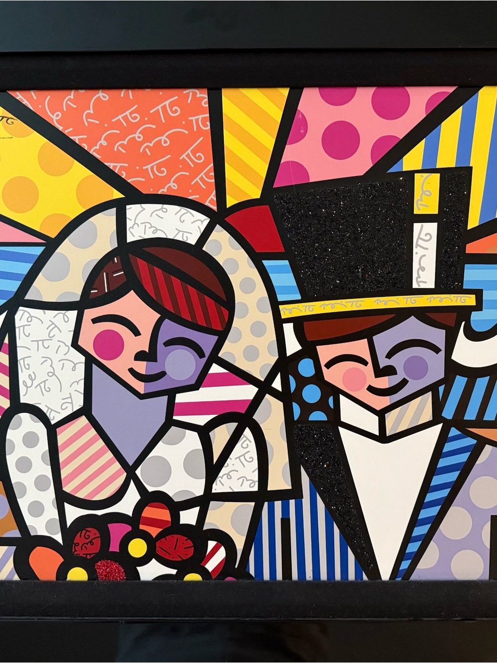 Bright Multicolor Pop Art Wedding Print with Bold Geometric Design
